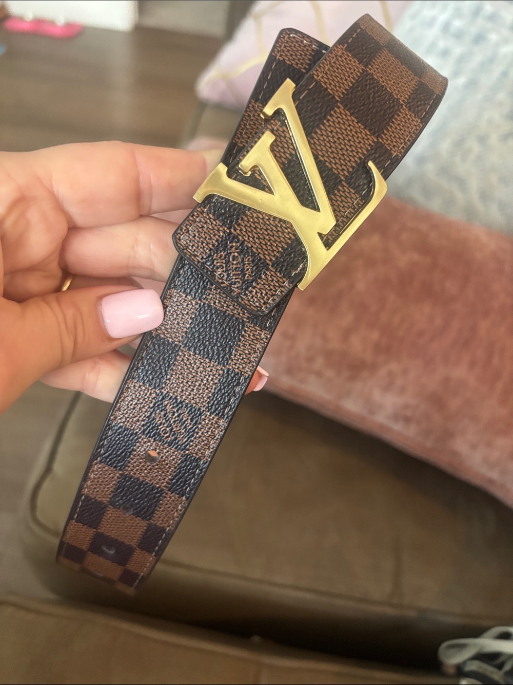 Louis Vuitton Brown Checkerboard LV Buckle Belt - Picture 3 of 4